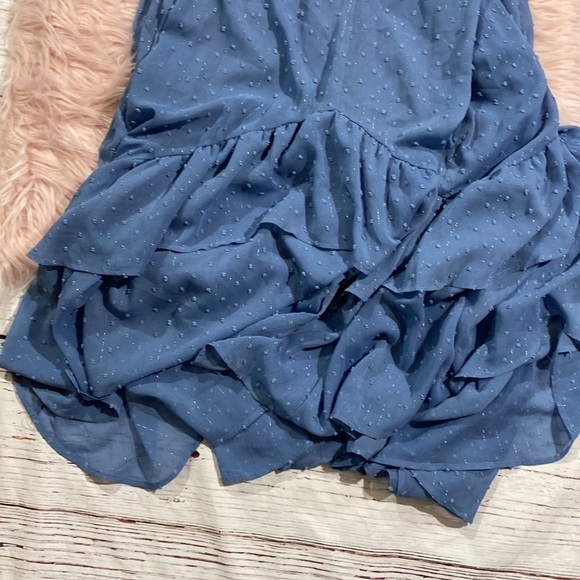 NWOT AEOM Blue Textured Ruffle Tiered Maxi Dress sz S - Picture 5 of 9